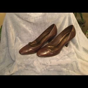 Brown leather heels